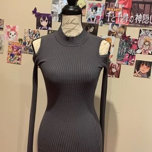 macy’s planet gold tight fitted grey dress